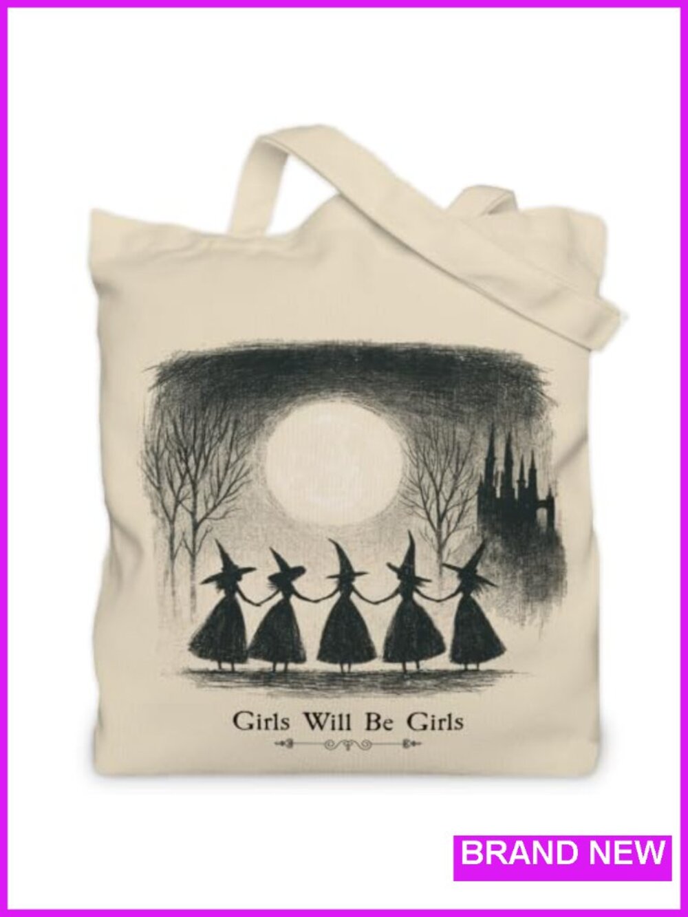 Witchy Gothic Tote Bag for Women Canvas Halloween Gift